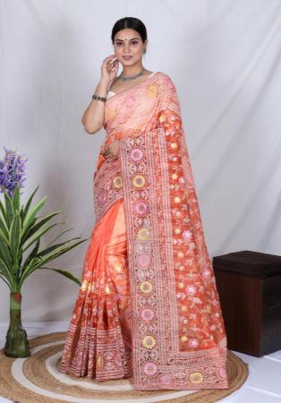 Picture of Enticing Organza Khaki Saree