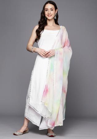 Picture of Georgette White Smoke Readymade Salwar Kameez