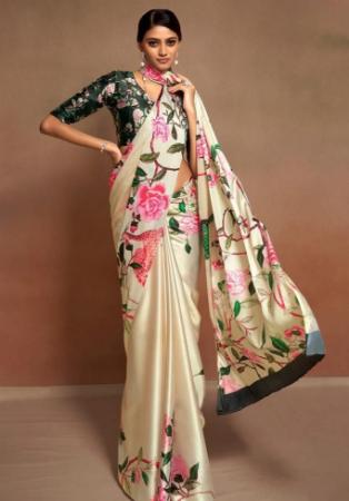 Picture of Exquisite Satin Beige Saree