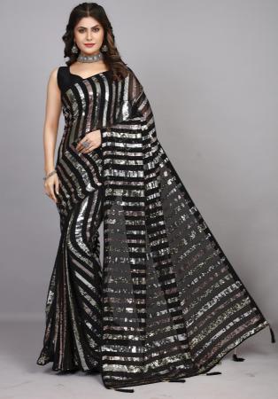 Picture of Exquisite Georgette Black Saree