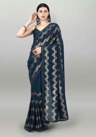 Picture of Amazing Georgette Dark Slate Grey Saree