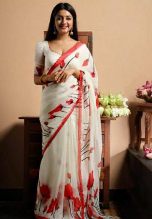 Picture of Magnificent Linen Ghost White Saree