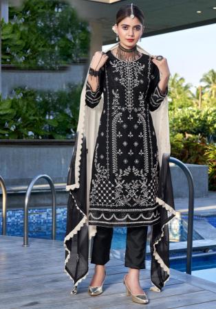 Picture of Superb Georgette Black Straight Cut Salwar Kameez