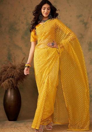 Picture of Resplendent Net Sandy Brown Saree