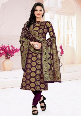 Picture of Ideal Silk Dark Magenta Straight Cut Salwar Kameez