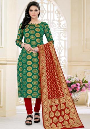 Picture of Magnificent Silk Teal Straight Cut Salwar Kameez