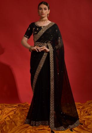 Picture of Graceful Georgette Black Saree