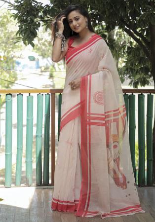 Picture of Appealing Linen White Saree