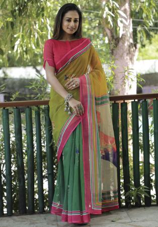 Picture of Marvelous Linen Olive Drab Saree