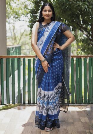 Picture of Amazing Linen Midnight Blue Saree