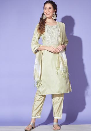 Picture of Magnificent Silk Off White Readymade Salwar Kameez