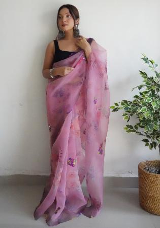 Picture of Statuesque Organza Rosy Brown Saree