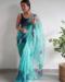 Picture of Stunning Organza Sky Blue Saree