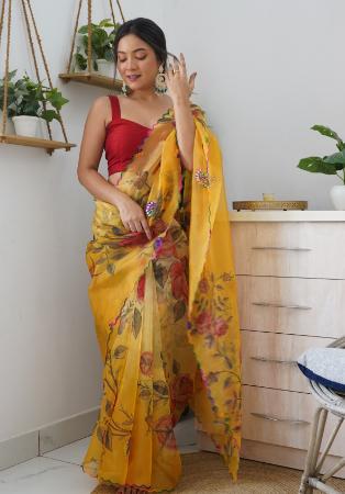 Picture of Comely Organza Dark Golden Rod Saree