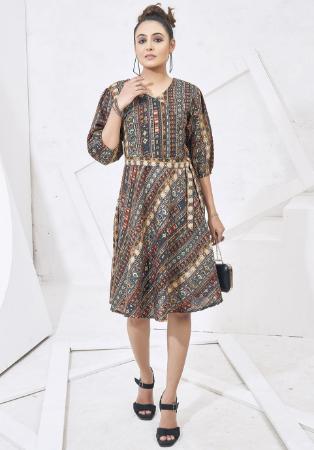 Picture of Graceful Cotton Slate Grey Kurtis & Tunic