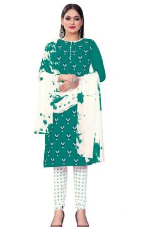 Picture of Gorgeous Cotton Teal Straight Cut Salwar Kameez