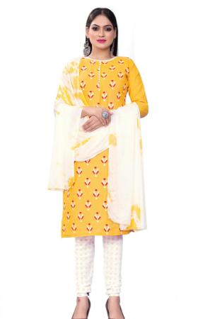 Picture of Radiant Cotton Yellow Straight Cut Salwar Kameez