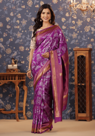 Picture of Comely Silk Purple Saree