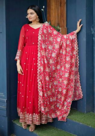 Picture of Pretty Georgette Red Readymade Gown