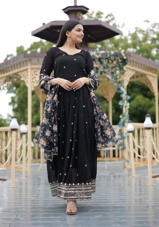 Picture of Stunning Georgette Black Readymade Gown