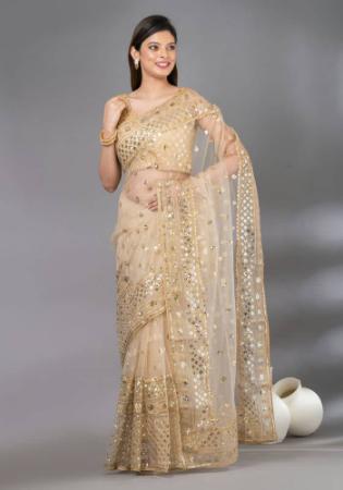 Picture of Stunning Georgette & Net Tan Saree