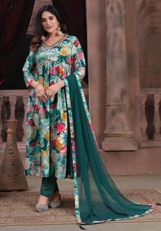 Picture of Amazing Rayon Dark Sea Green Readymade Salwar Kameez