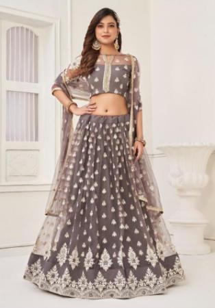 Picture of Grand Net Dim Gray Lehenga Choli