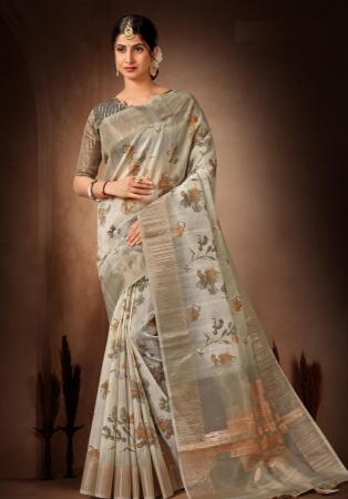 Picture of Pretty Organza Rosy Brown Saree