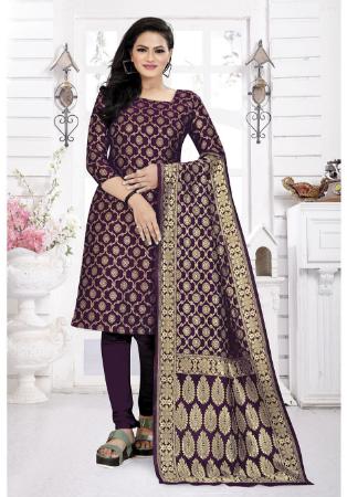 Picture of Marvelous Silk Purple Straight Cut Salwar Kameez