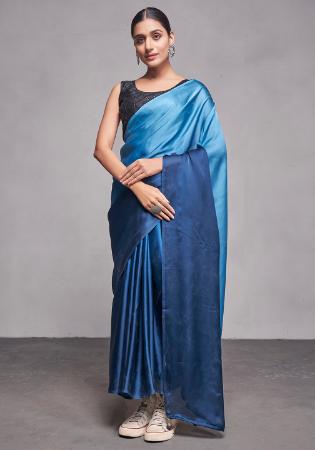 Picture of Sightly Silk Dark Slate Blue Saree