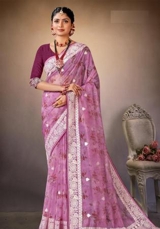 Picture of Sublime Organza Rosy Brown Saree