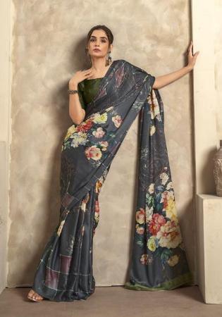 Picture of Gorgeous Satin & Silk Dim Gray Saree