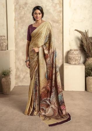 Picture of Beauteous Satin & Silk Tan Saree