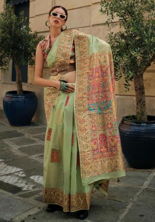 Picture of Well Formed Silk Dark Sea Green Saree