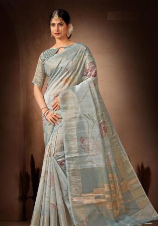 Picture of Ravishing Organza Dark Grey Saree