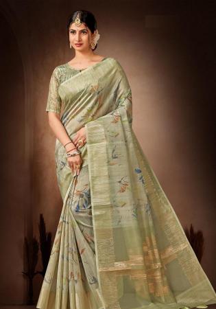 Picture of Magnificent Organza Dark Khaki Saree