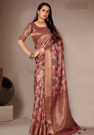 Picture of Lovely Silk Rosy Brown Saree