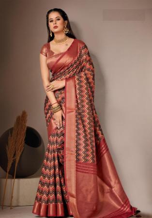 Picture of Sightly Silk Indian Red Saree