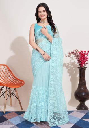 Picture of Alluring Silk Light Steel Blue Saree