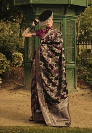 Picture of Grand Silk Dark Olive Green Saree