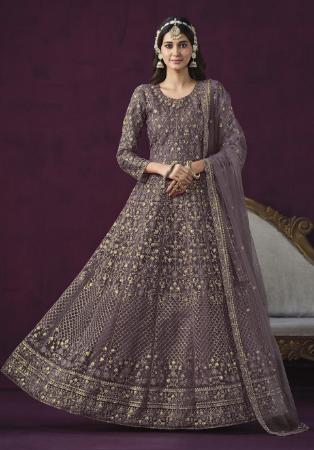 Picture of Classy Net Dim Gray Anarkali Salwar Kameez