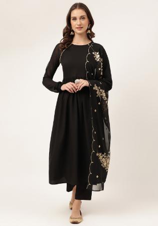 Picture of Good Looking Cotton Black Readymade Salwar Kameez