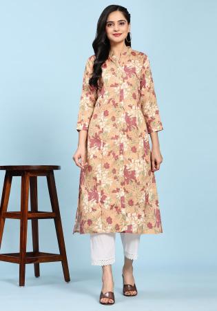 Picture of Charming Cotton Pale Golden Rod Kurtis & Tunic