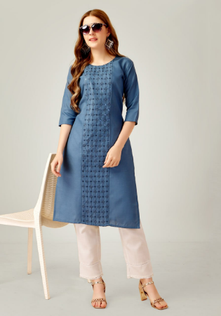 Picture of Amazing Cotton Cadet Blue Kurtis & Tunic