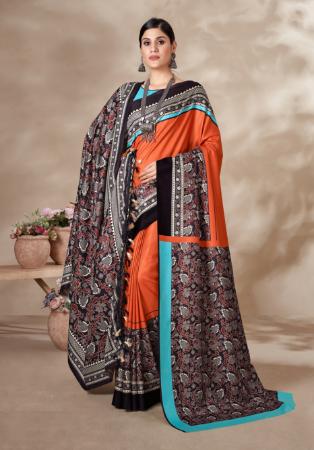 Picture of Well Formed Chiffon Tomato Saree
