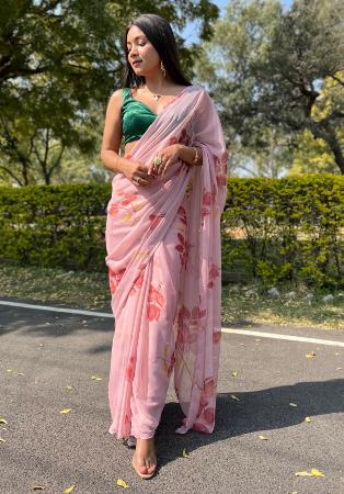 Picture of Magnificent Chiffon Rosy Brown Saree