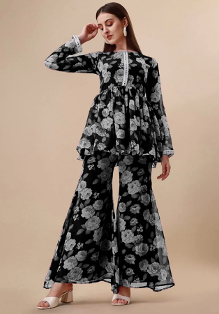 Picture of Excellent Georgette Black Kurtis & Tunic