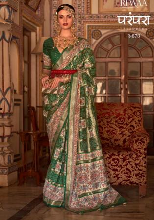 Picture of Gorgeous Silk Dark Olive Green Saree