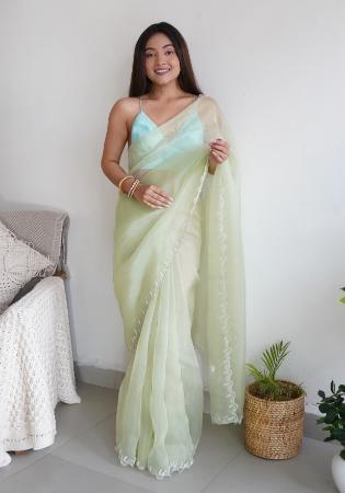 Picture of Sightly Organza Dark Sea Green Saree