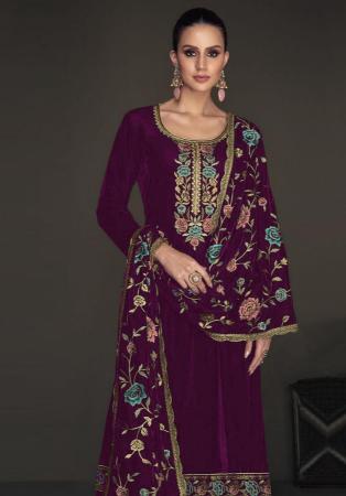 Picture of Radiant Georgette Purple Straight Cut Salwar Kameez